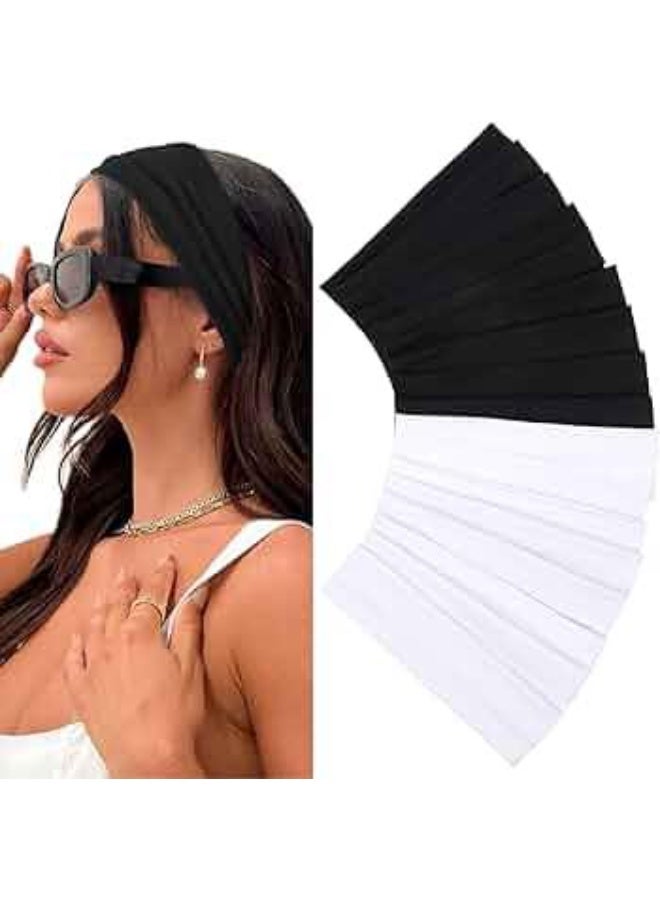 UNITED FASHION 12 Pack Black & White Unisex Soft Fabric Headbands & Hair Bands – Thick Non-Slip Sweat Bands for Yoga, Running, Sports & Daily Use - Image 1